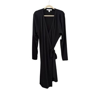 NWT Amazon Essentials XXL Black Long Sleeve Wrap Dress Midi Workwear Classic